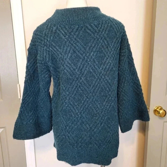 Soft Surroundings Mixed Texture Tres Doux Pullover Sweater In Ocean Heather(S) - Picture 6 of 9